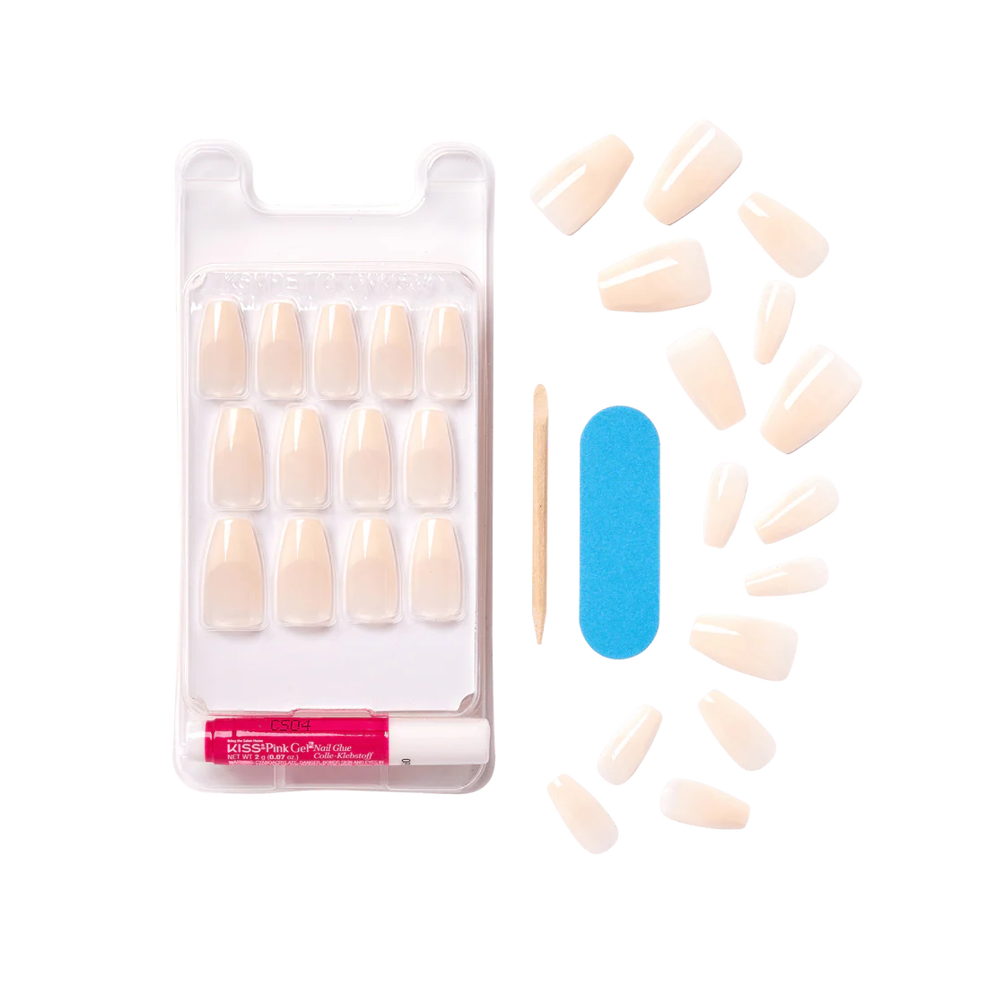 KISS Salon Acrylic French Nude Natural Nails- Leilani