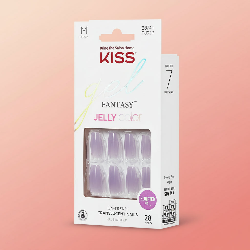 KISS Gel Fantasy Jelly Color Sculpted Ready-To-Wear Gel Finish Nails - Quince Jelly
