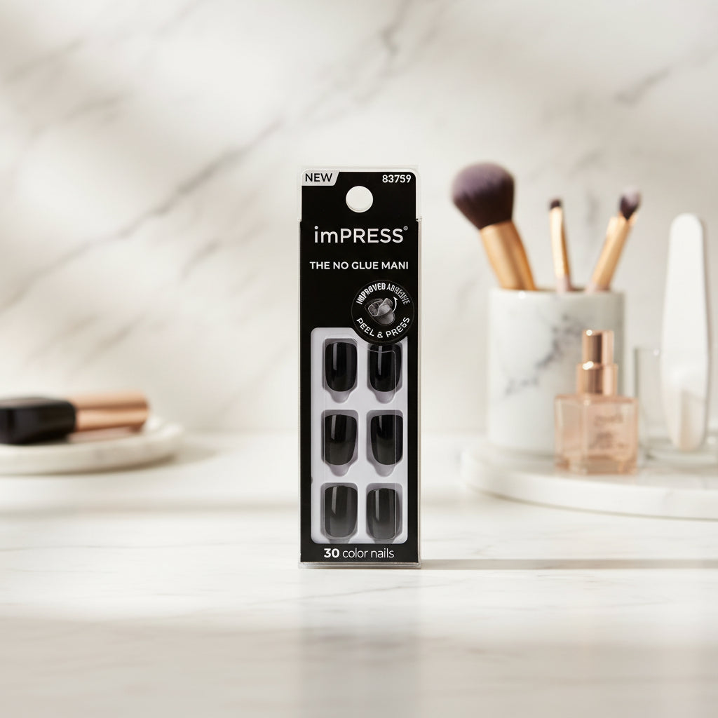 KISS imPRESS No Glue Mani Press On Nails - All Black