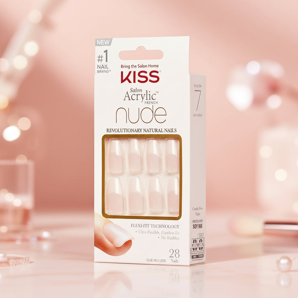 KISS Salon Acrylic French Nude Natural Nails- Leilani