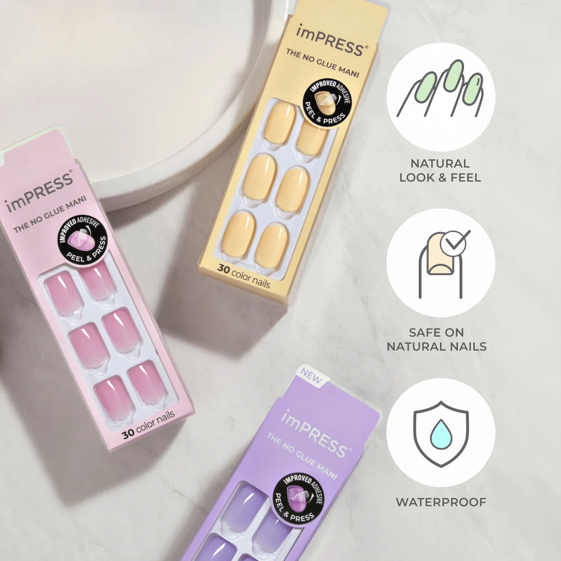 KISS imPRESS Color Gel Press On Nails - Point Pink